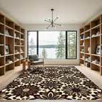 Retro Brown Floral Bloom Arrangement Rug