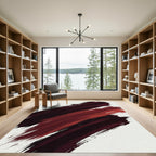 Bold Crimson Abstract Brushstroke Rug