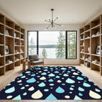 Aqua Teal Cream Droplet Cascade Rug