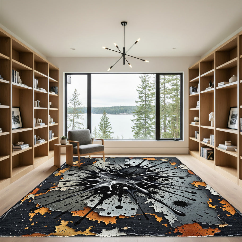 Black Splash Dynamic Explosion Rug
