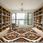 Earth Toned Geometric Diamond Sunburst Rug