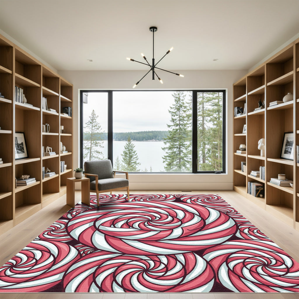 Pink White Swirl Candy Lollipop Rug