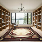 Art Deco Crimson Sunburst Radiant Rug