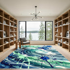 Abstract Teal Blue Ocean Wave Rug