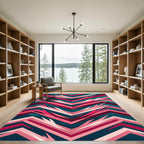 Teal Pink Jagged Chevron stripes Rug
