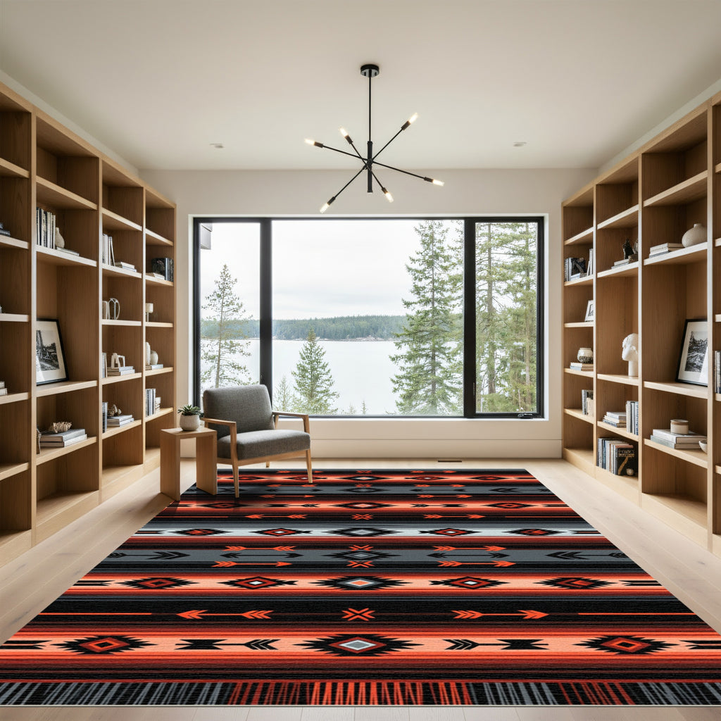 Earthy Southwestern Geometric Arrow Blanket Rug