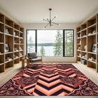 Geometric Chevron Mandala Burnt Orange Rug