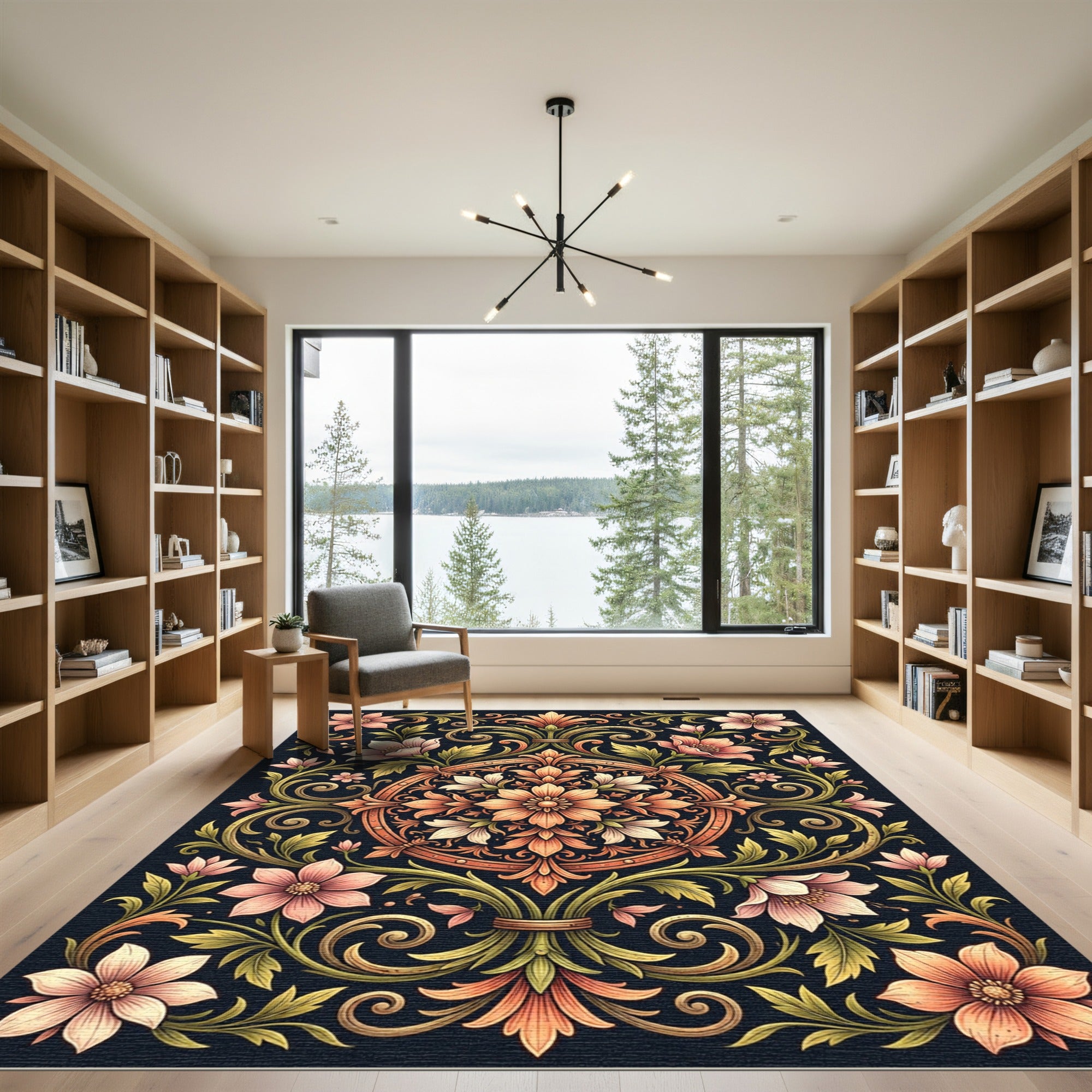 Elegance Blush Floral Symmetry Medallion Rug