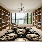 Dark Gothic Cranium Bone Scatter Rug