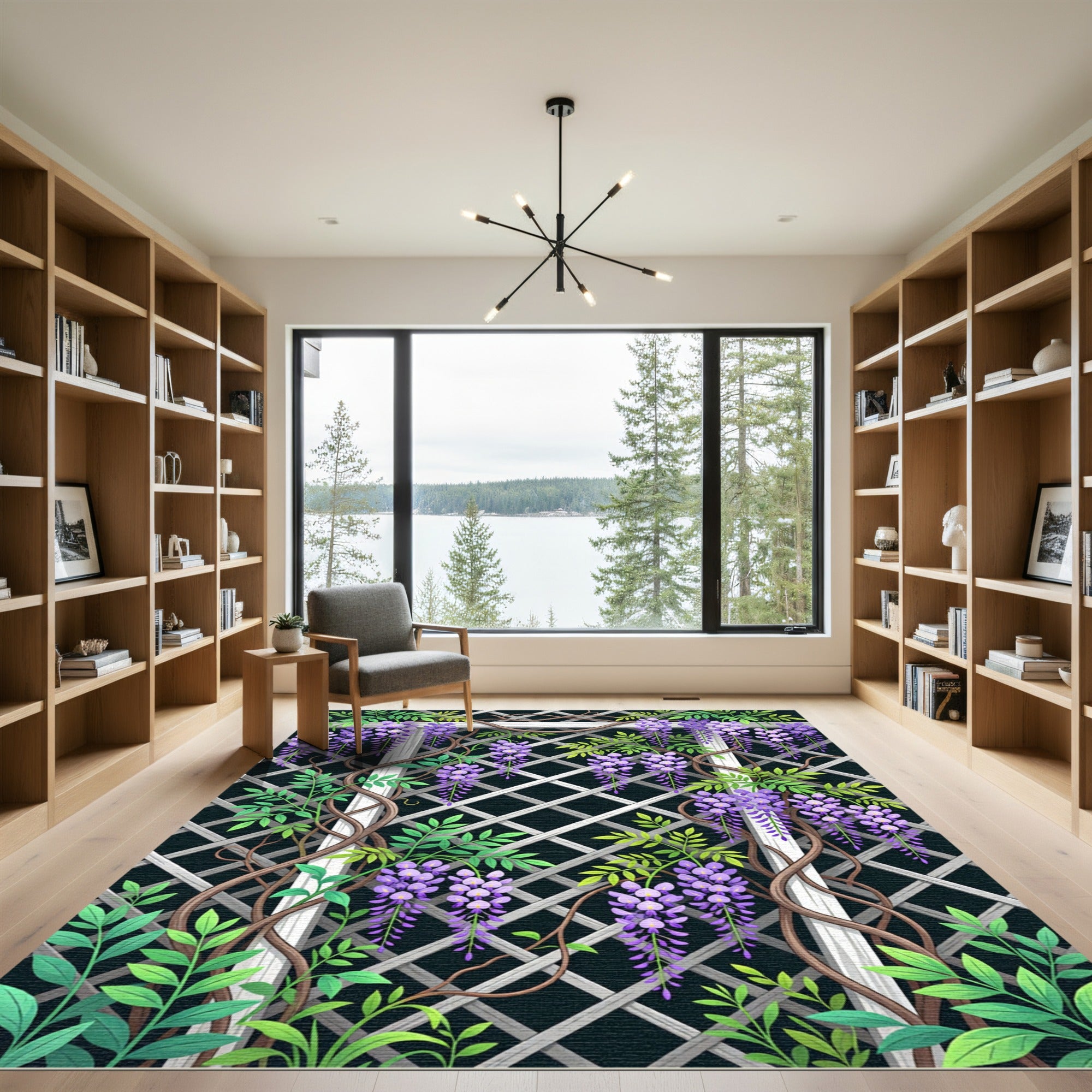 Wisteria Blossom Trellis Floral Art Rug