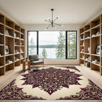 Crimson Floral Medallion With Border Rug