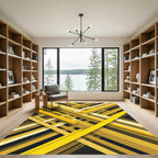 Golden Yellow Abstract Linear Geometric Rug