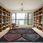 Aztec Heart Compass Slate Orange Art Rug