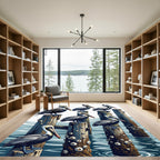 Coastal Pelican Perch Art Illustration Rug