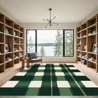 Bold Green and Cream Buffalo Check Rug