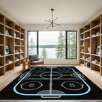 Modern Minimalist Ice Hockey Rink Rug