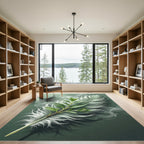 Earthy Green Feathered Branch Rug