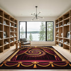 Crimson Gold Ornate Swirl Rug