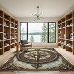Antique Gold Compass Rose Emblem Rug