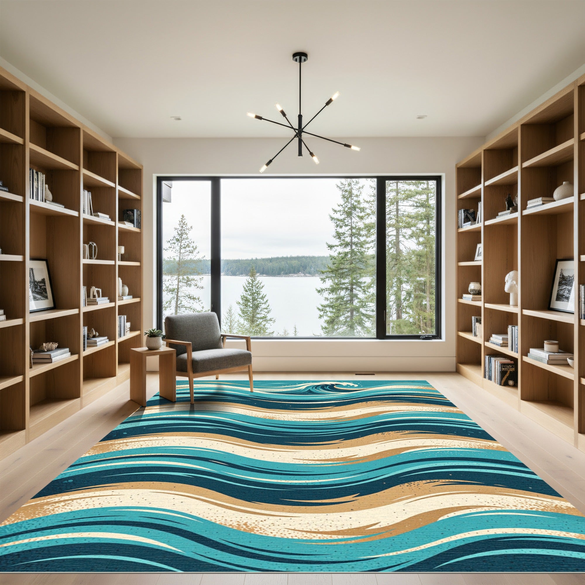 Oceanic Wave Abstract Lines Rug