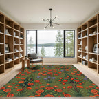 Orange Rose Cypress Garden Tapestry Rug