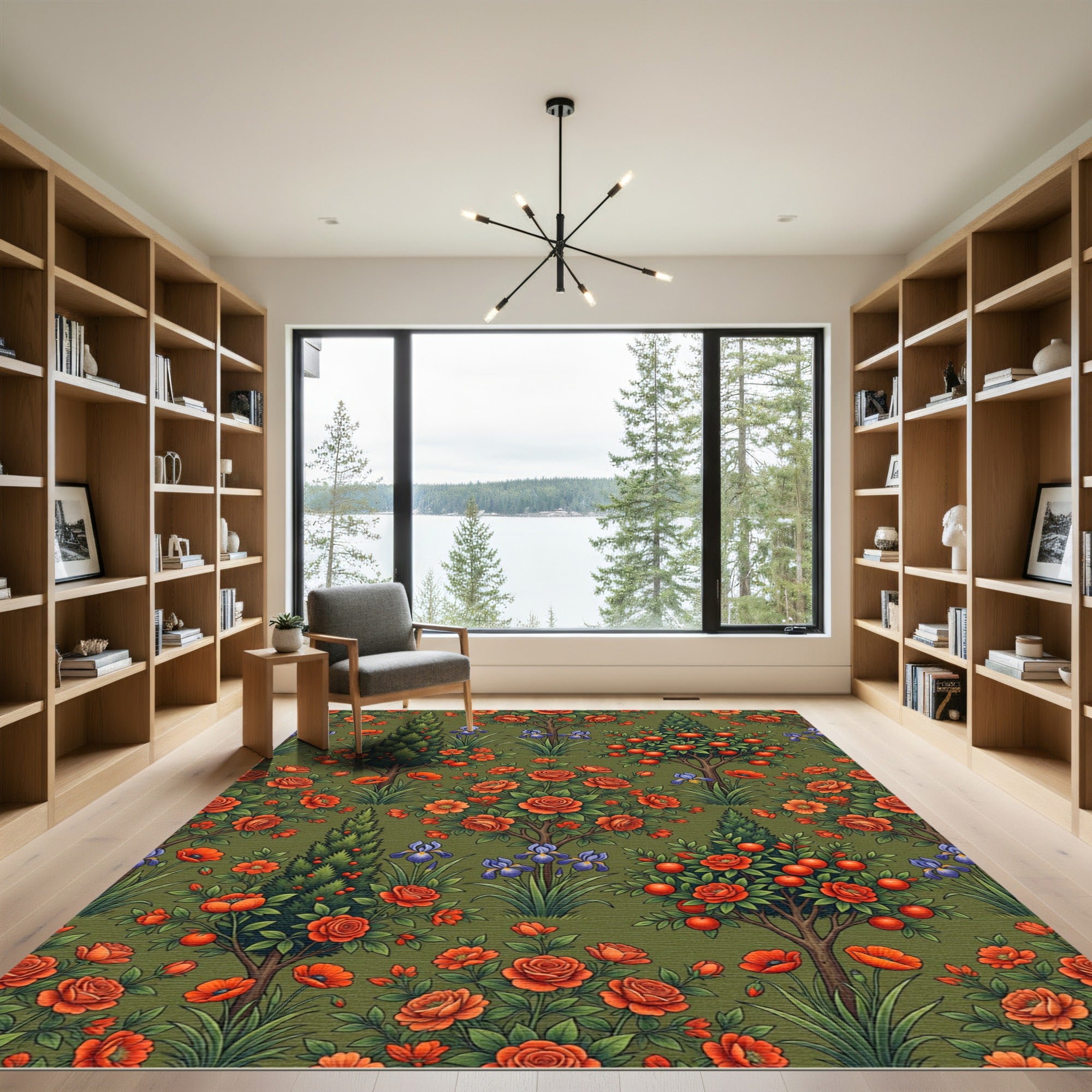Orange Rose Cypress Garden Tapestry Rug