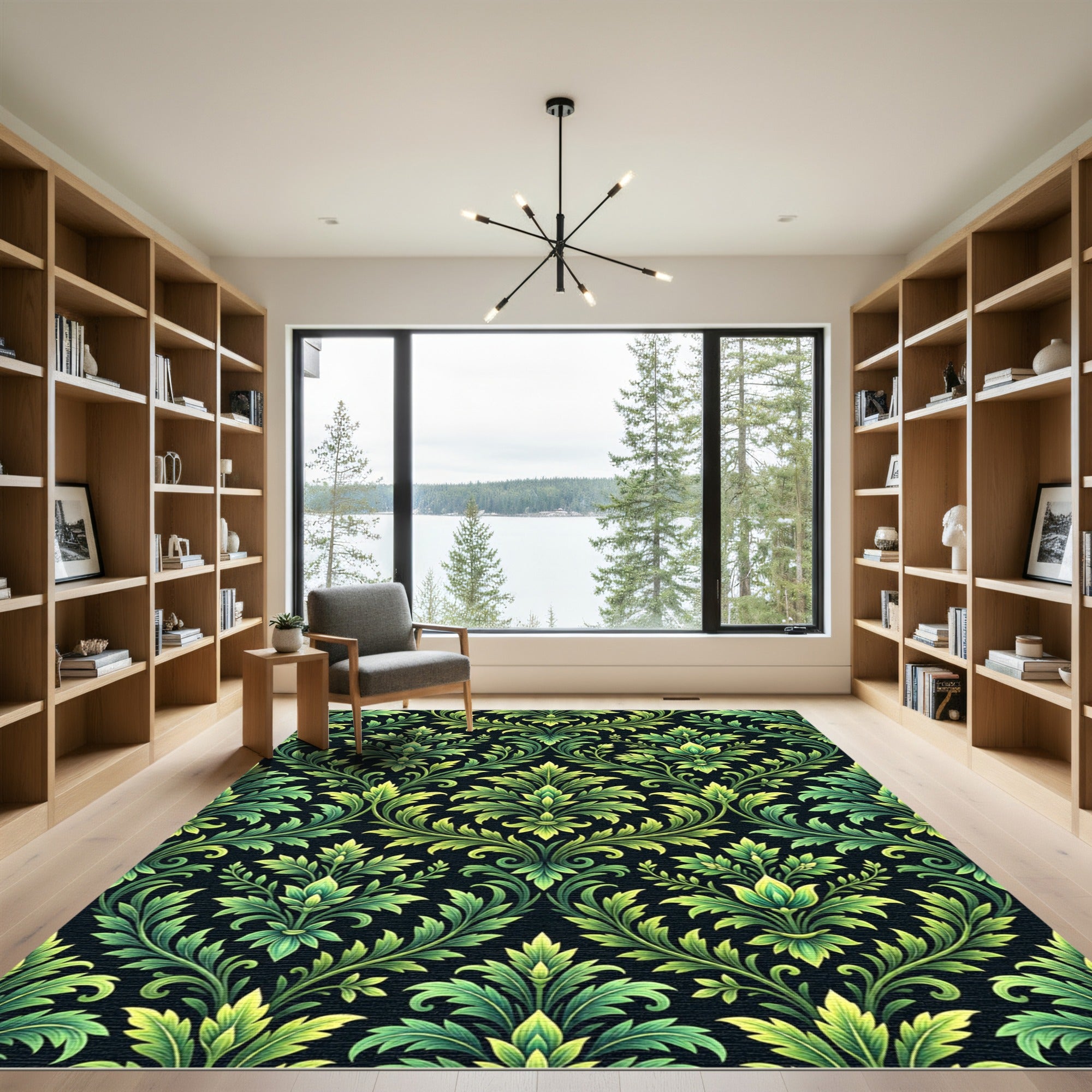 Elegant Green Floral Accents Rug