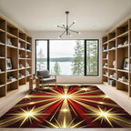 Radiant Red Golden Starburst Rug