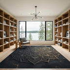 Metallic Silver Ornate Floral Mandala Rug