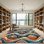 Golden Heart Medallion Waves Rug