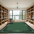 Deep Emerald Geometric Deco Border Rug