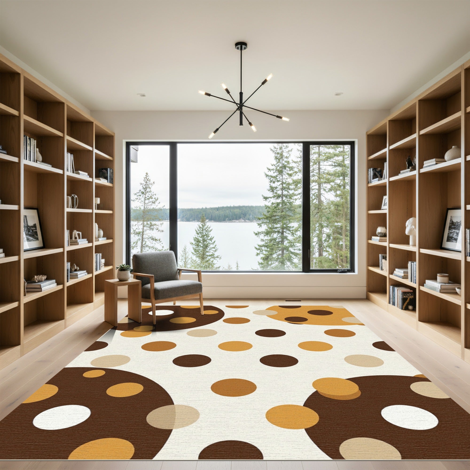 Earthy Tone Polka Dot Circles Rug