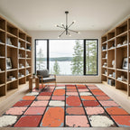 Terracotta Rusted Tile Grid Accent Rug