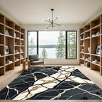 Modern Black and White Geode Abstract Rug