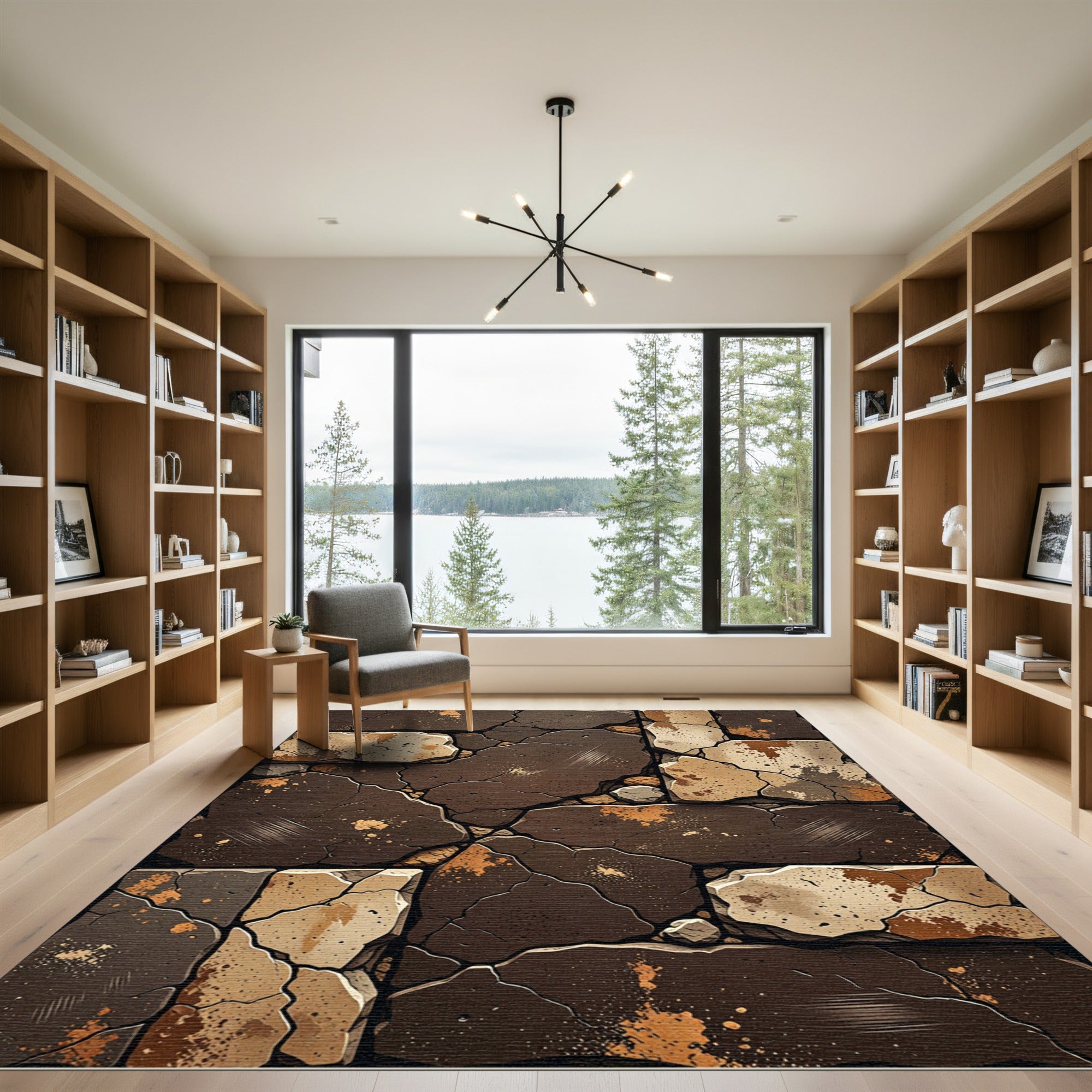 Cracked Earth Stone Mosaic Rug