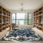 Antique Blue Dahlia Baroque Flourish Rug