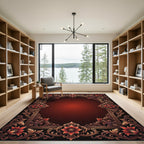 Rich Red Elaborate Floral Scroll Rug