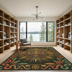Aztec Sun Serpent Earthy Gold Wall Tapestry Rug