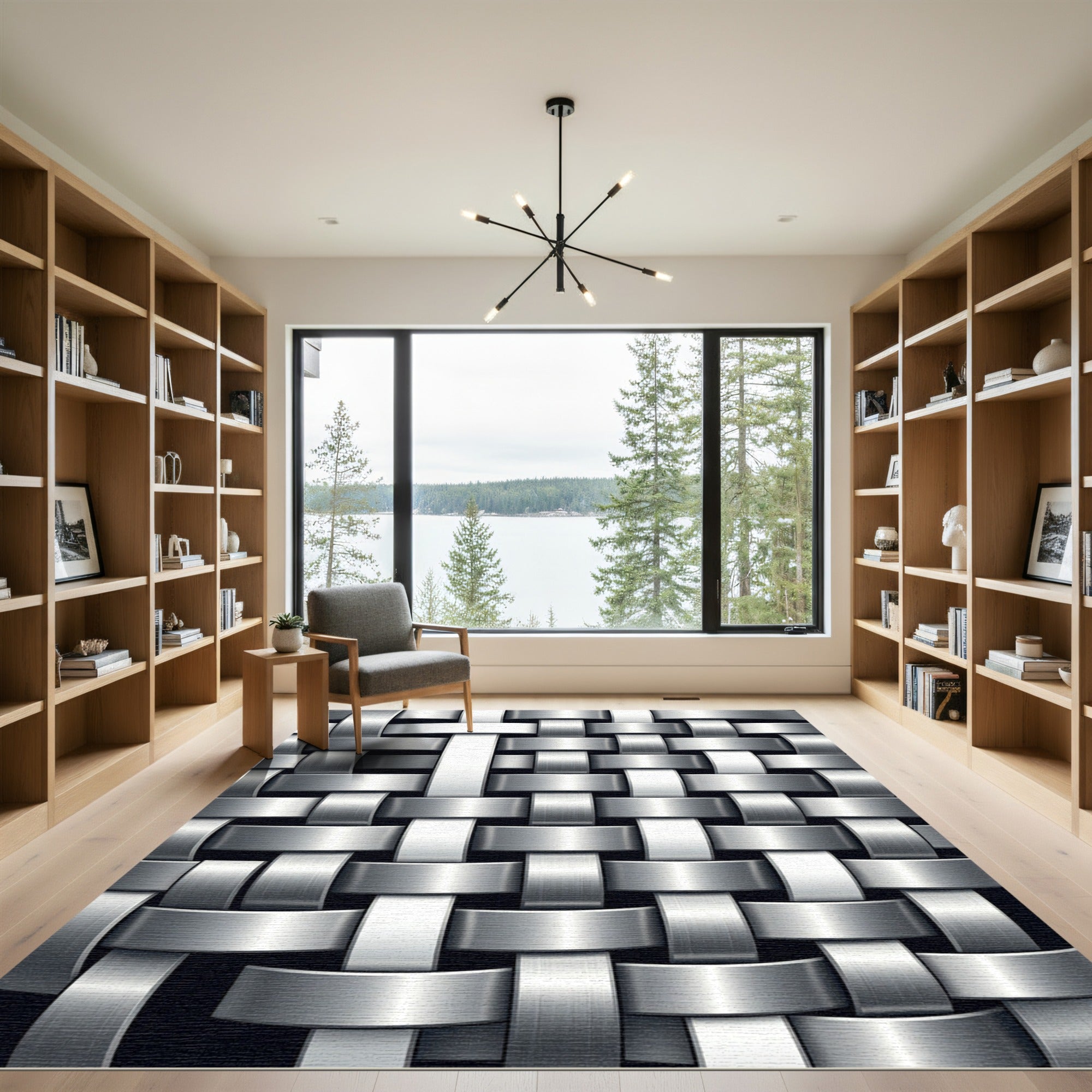Modern Silver Woven Texture Rug
