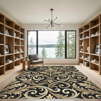 Gold Acanthus Swirl Damask Rug