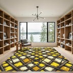 Golden Lattice Woven Citrine Geometric Rug