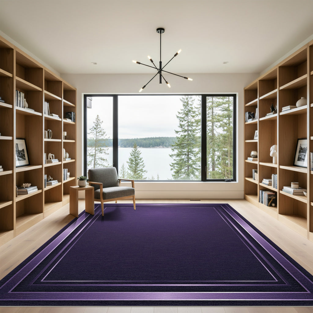 Deep Purple Layered Rectangle Rug