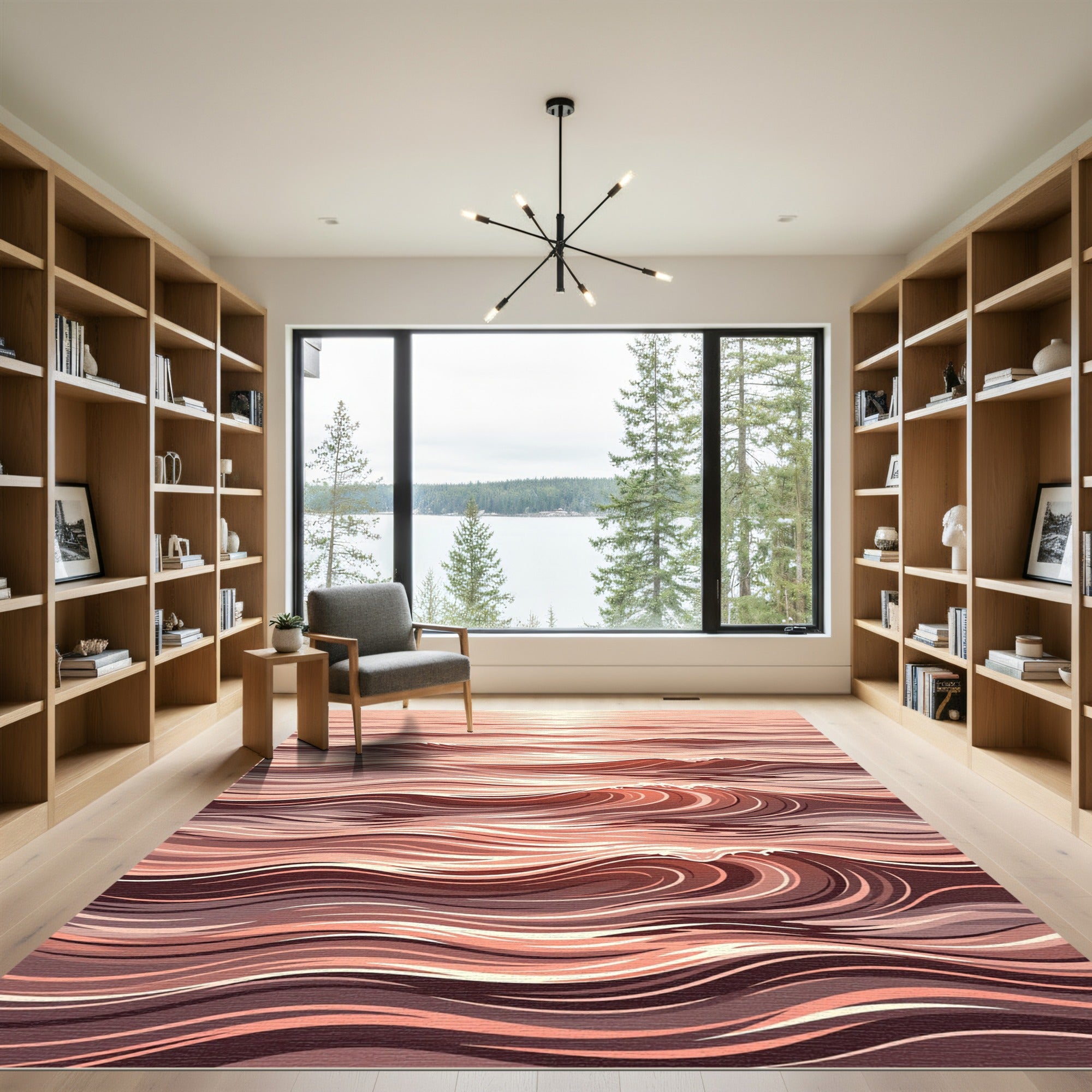 Coral Rose Water Waves Rug
