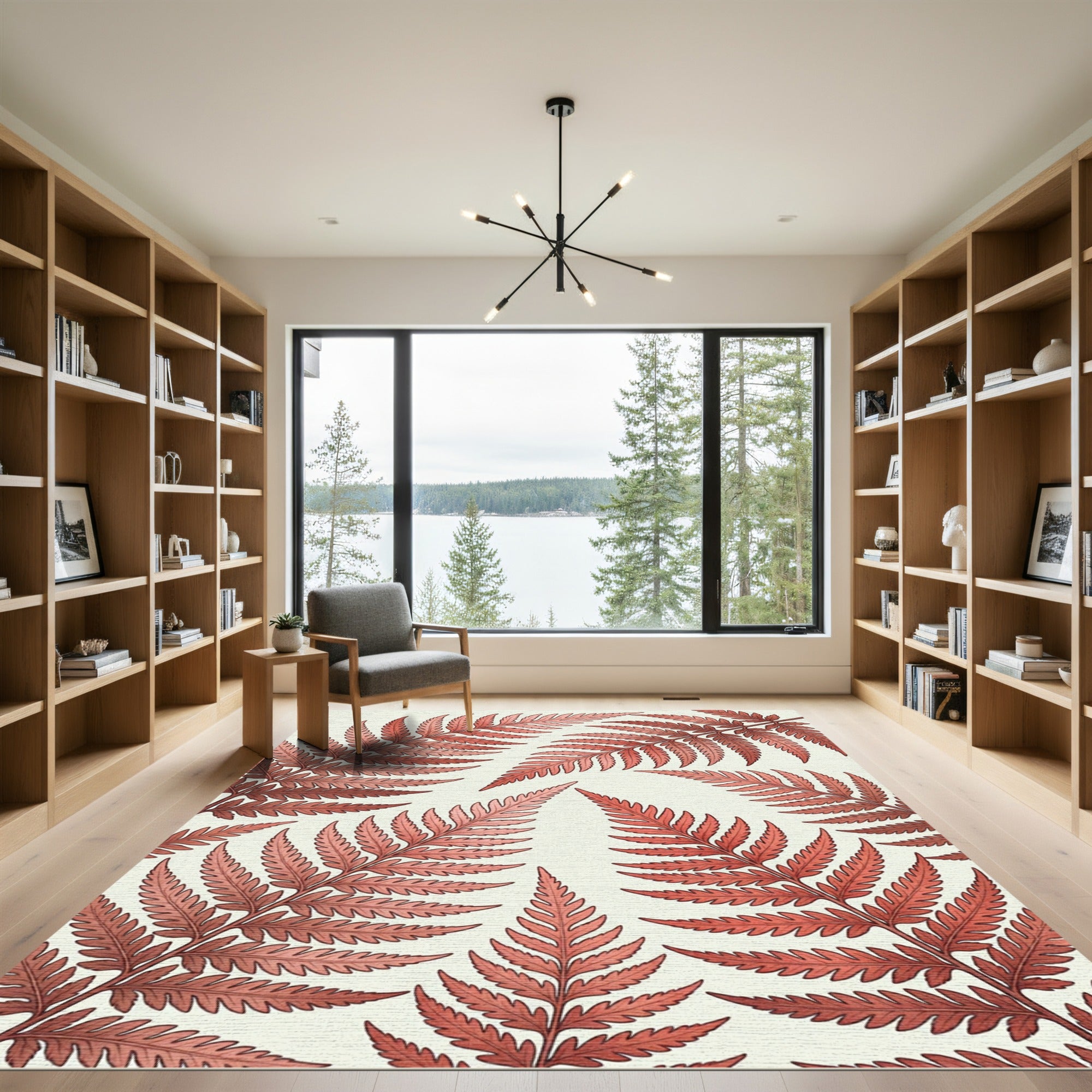 Crimson Fern Foliage Meadow Rug