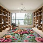 Pink Orange Rose Bouquet Arrangement Rug