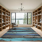 Weathered Blue Gray Distressed Plank Rug