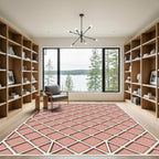 Blush Pink Intersecting Diamond Grid Rug