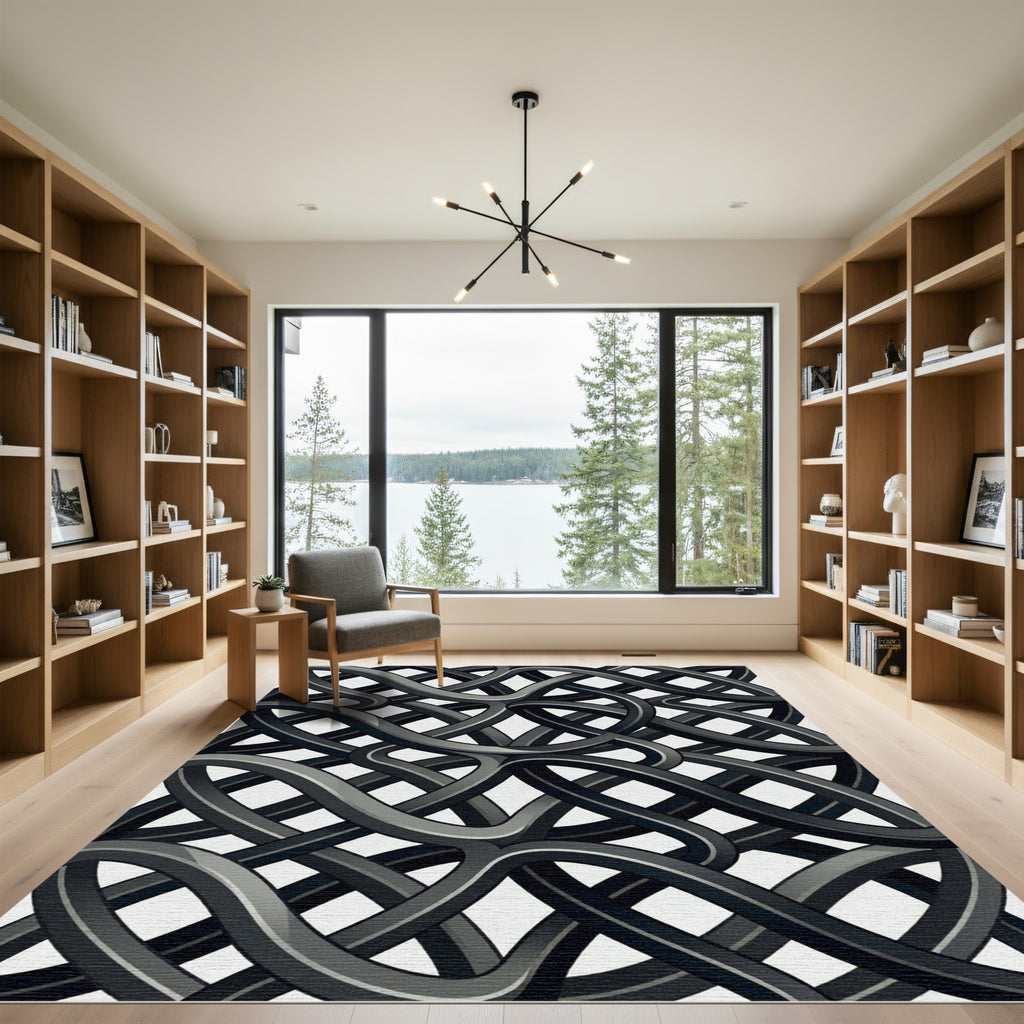 Dark Gray Interlocking Weave Rug