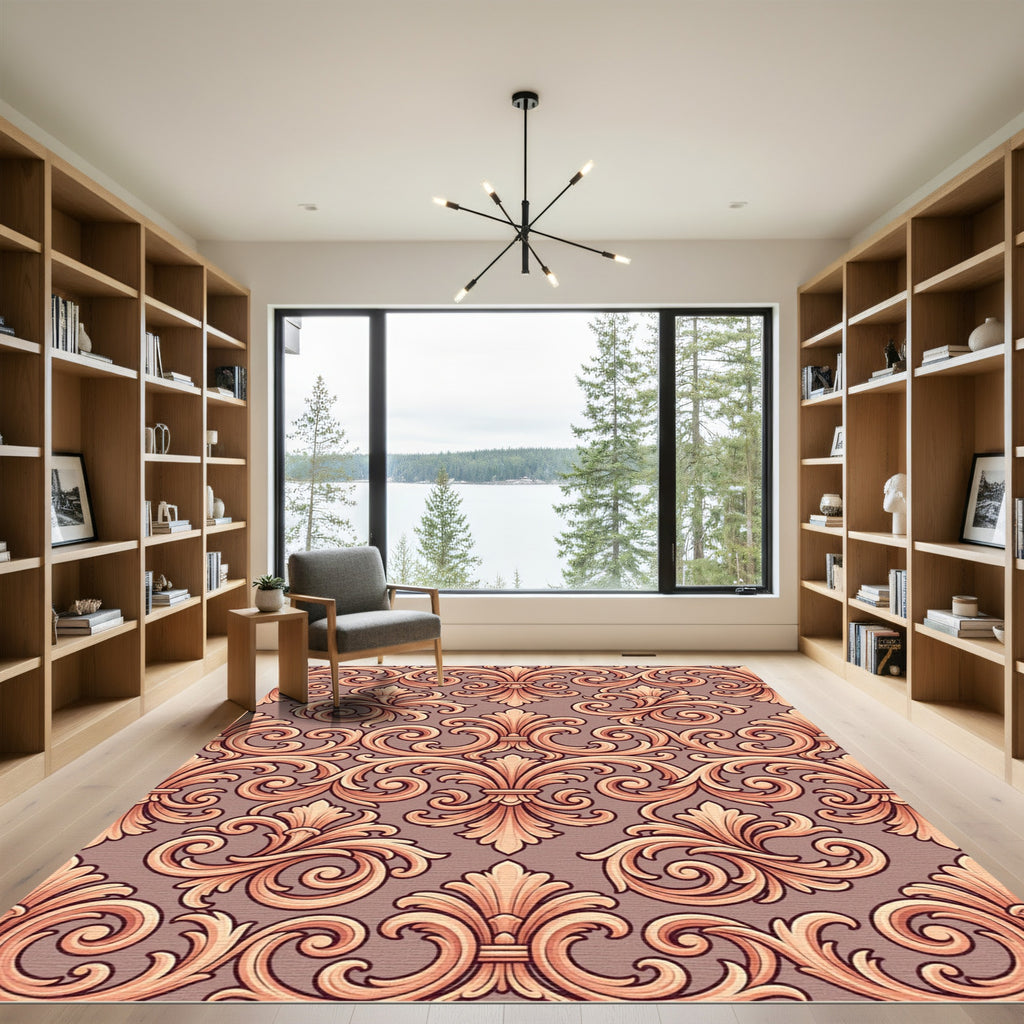 Antique Peach Baroque Flourish Rug