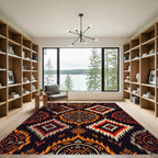 Bold Orange Red Tribal Diamond Rug